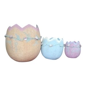 2001 Enesco Group Set Of 3 Pastel Colored Eggs
